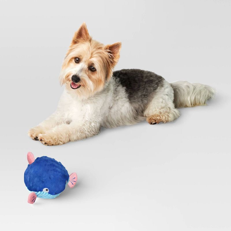 slide 2 of 3, Pufferfish Dog Ball Plush Toy - Sun Squad™, 1 ct