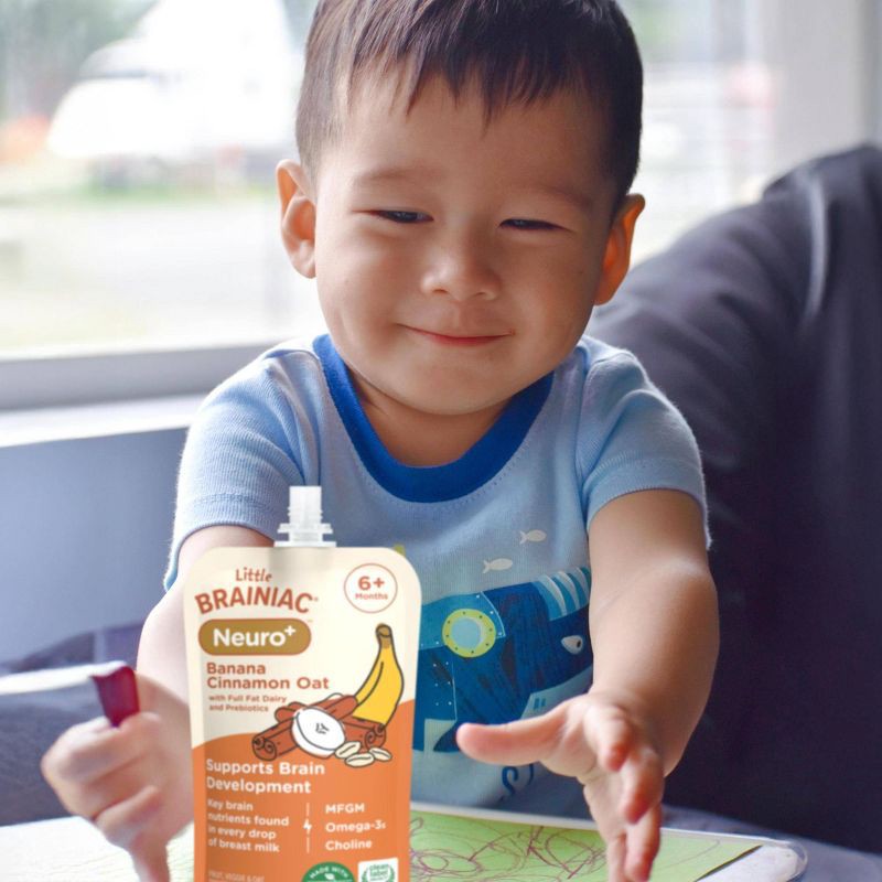 slide 6 of 9, Brainiac Kids Little Brainiac Neuro+ Oats Prebiotics Baby Food Pouch with Omega 3s - Banana Cinnamon Oat - 3.5oz, 3.5 oz