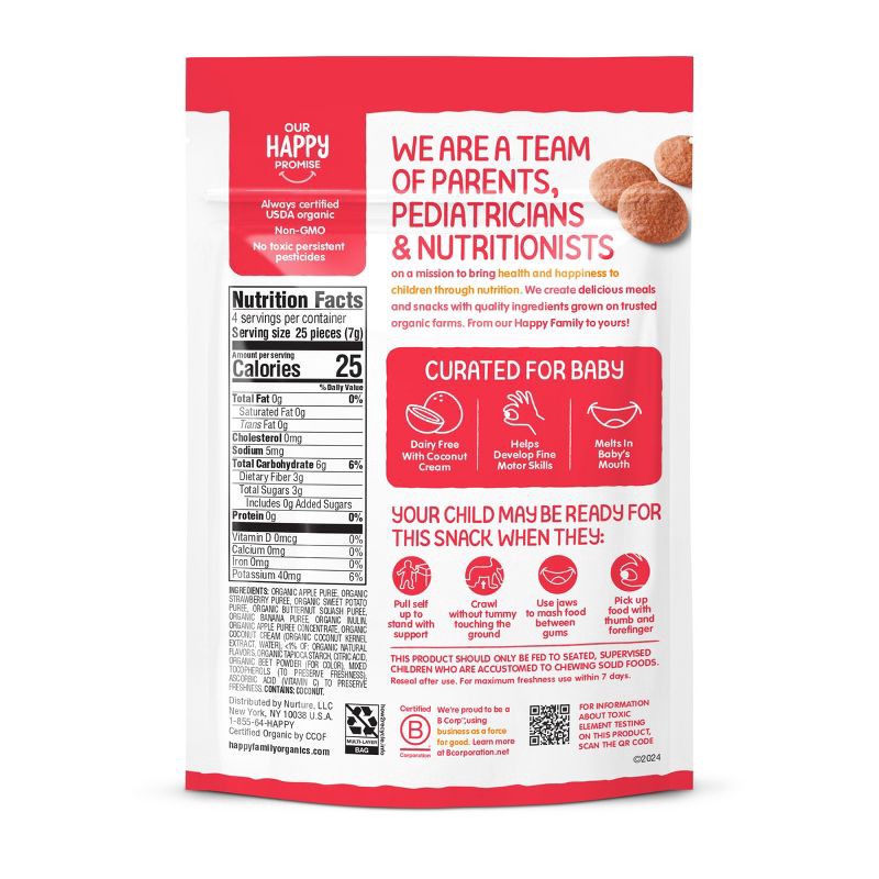 slide 8 of 8, Happy Baby HappyBaby Creamies Strawberry Butternut Squash Freeze Dried Baby Snacks - 1oz, 1 oz