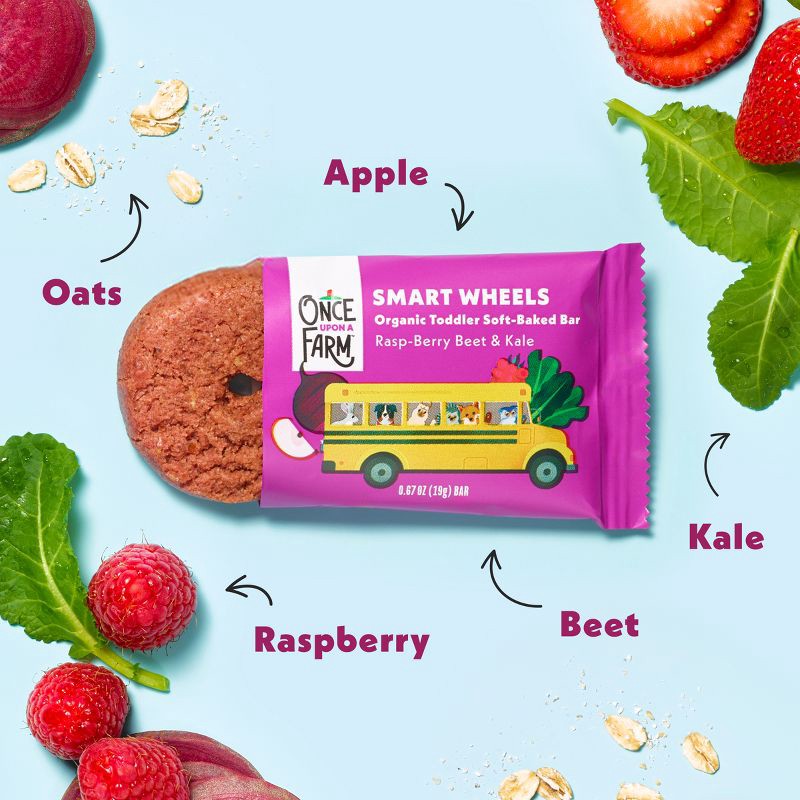 slide 4 of 11, Once Upon a Farm Smart Wheels Baby Meals - Rasp-Berry & Kale - 0.67oz/5ct, 5 ct; 0.67 oz