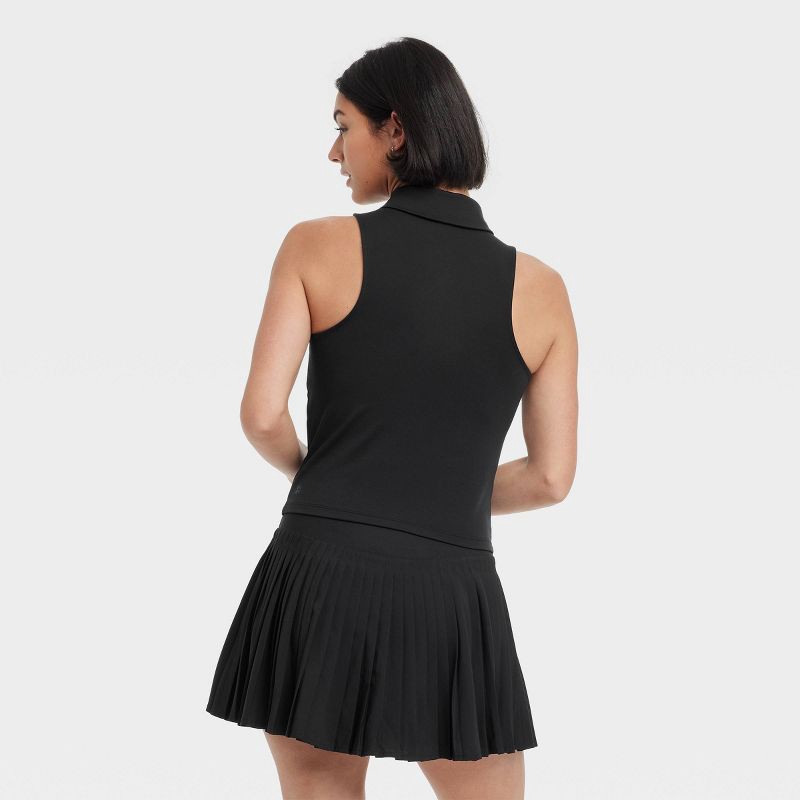slide 2 of 5, Women's Polo Tank Top - All In Motion™ Black XS: Recycled Polyester, Spandex, Moisture Wicking, UPF 50+, Knit, 1 ct