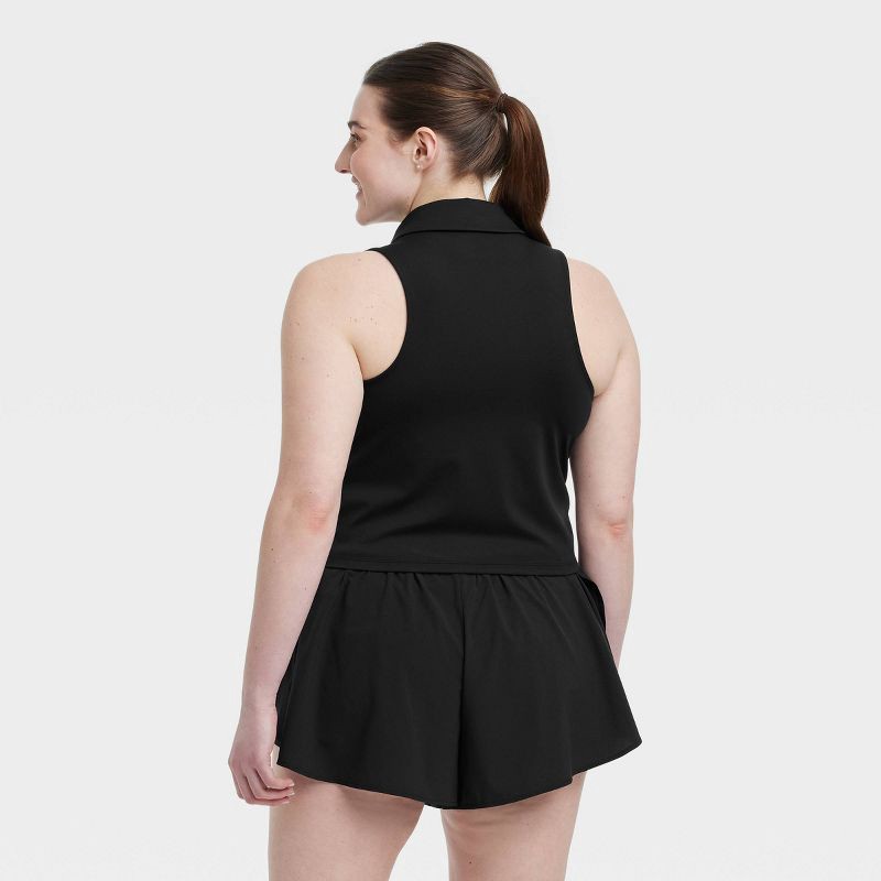 slide 4 of 5, Women's Polo Tank Top - All In Motion™ Black XS: Recycled Polyester, Spandex, Moisture Wicking, UPF 50+, Knit, 1 ct