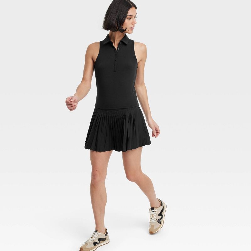slide 5 of 5, Women's Polo Tank Top - All In Motion™ Black XS: Recycled Polyester, Spandex, Moisture Wicking, UPF 50+, Knit, 1 ct