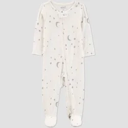 Carter's Just One You® Baby Comfy Soft Celestial Sleep N' Play - White 6M: Heavyweight Jersey, Snug Fit, Two-Way Zipper