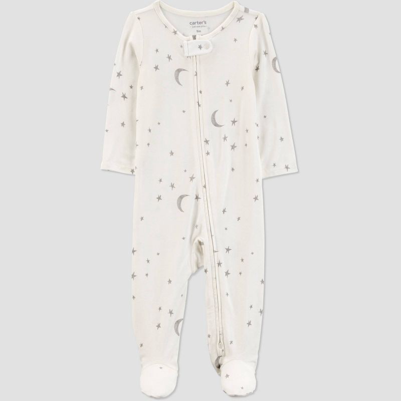slide 1 of 7, Carter's Just One You® Baby Comfy Soft Celestial Sleep N' Play - White 9M: Heavyweight Jersey, Snug Fit, Two-Way Zipper, 1 ct