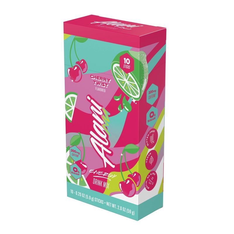 slide 2 of 3, Alani Nu Energy Supplement Sticks - Cherry Twist - 2oz/10ct: Powder for Sports & Dieting, 10 ct; 2 oz