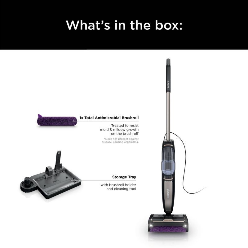 slide 9 of 9, Shark Steam Pickup 3-in-1 Steam Mop Pickup Debris, Deep Scrubs, Steam, and Sanitizes Sealed Hard Floors Black - SD201: Electric, Bagless, 1230W, 1 ct