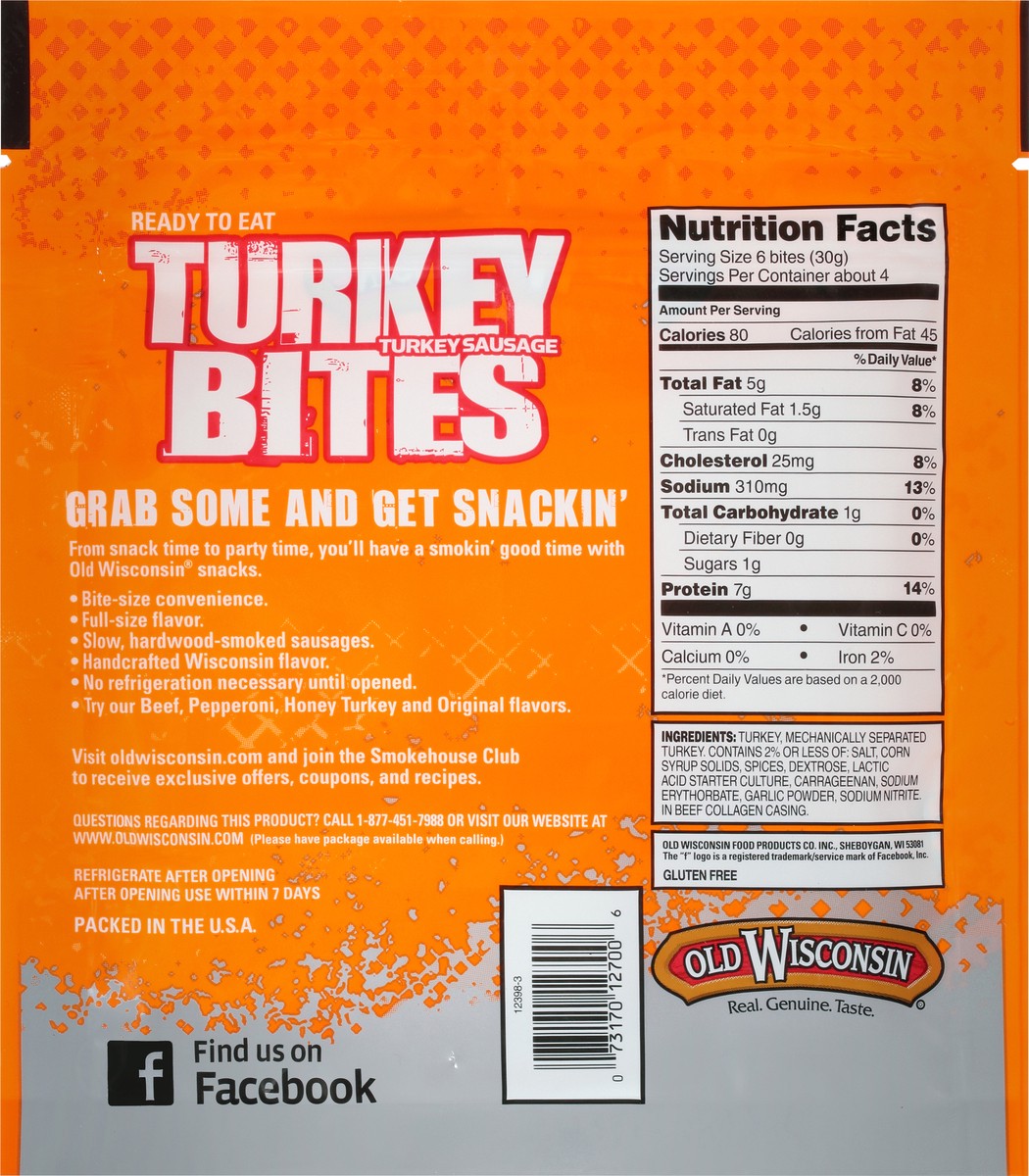 slide 2 of 7, Old Wisconsin Turkey Sausage Turkey Bites 4 oz. Pouch, 4 oz