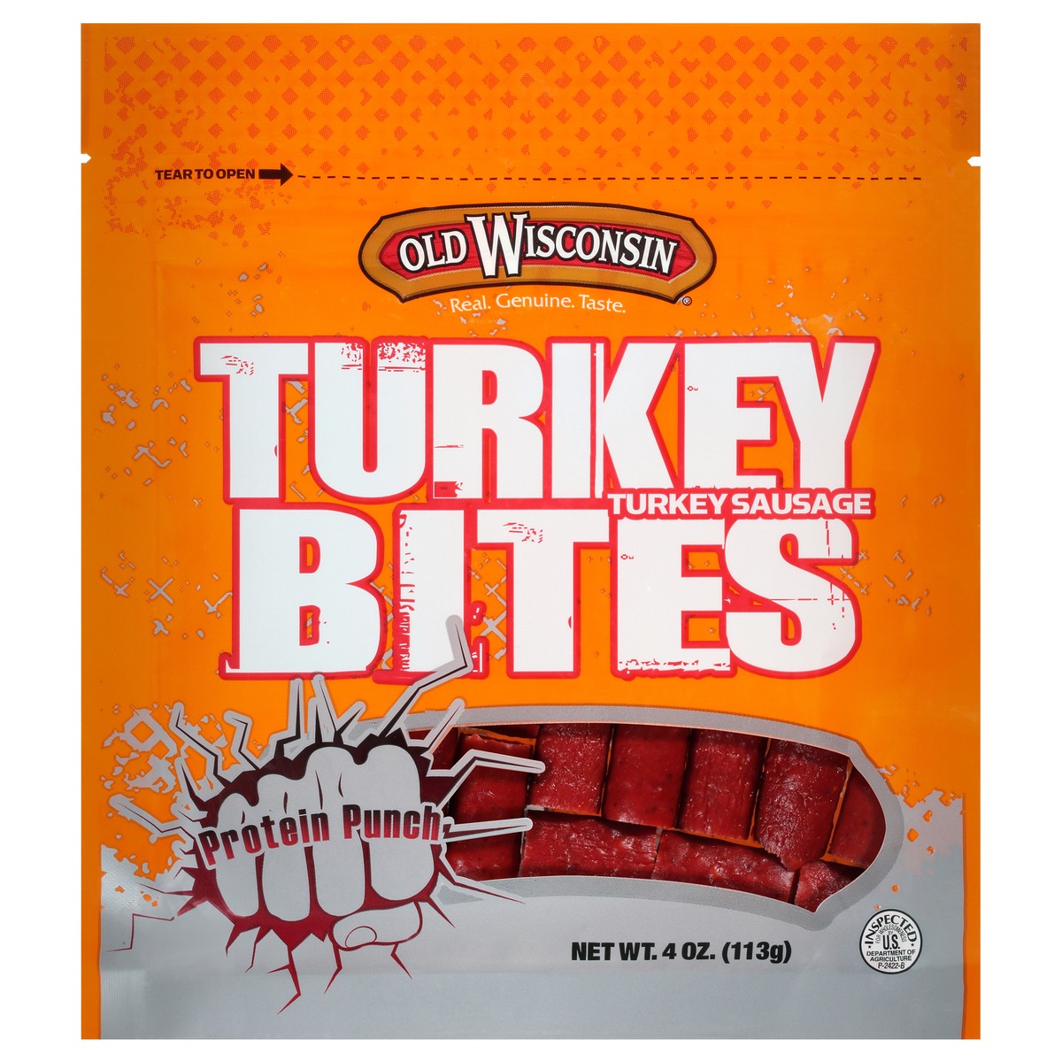 slide 1 of 7, Old Wisconsin Turkey Sausage Turkey Bites 4 oz. Pouch, 4 oz