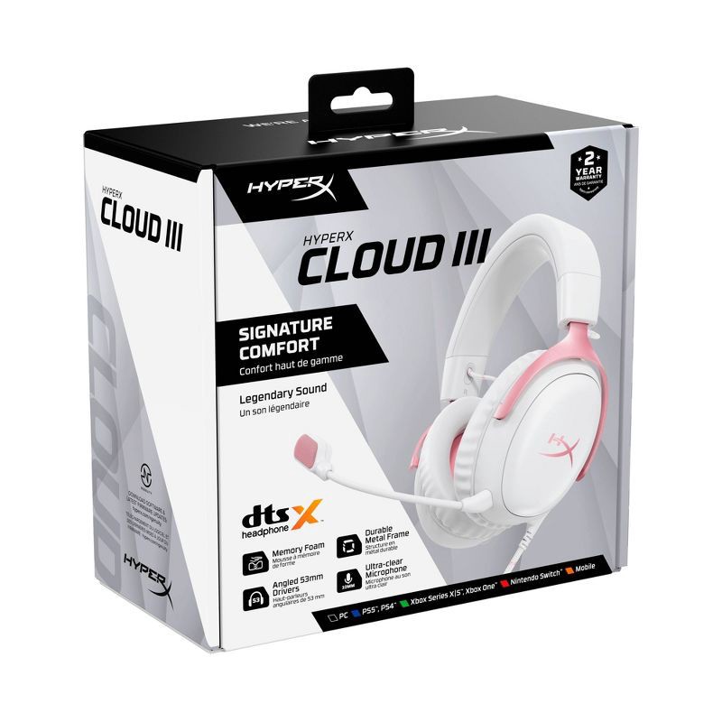 slide 15 of 17, HyperX Cloud III Wired Gaming Headset for PC/PlayStation 4/5/Nintendo Switch - Pink, 1 ct