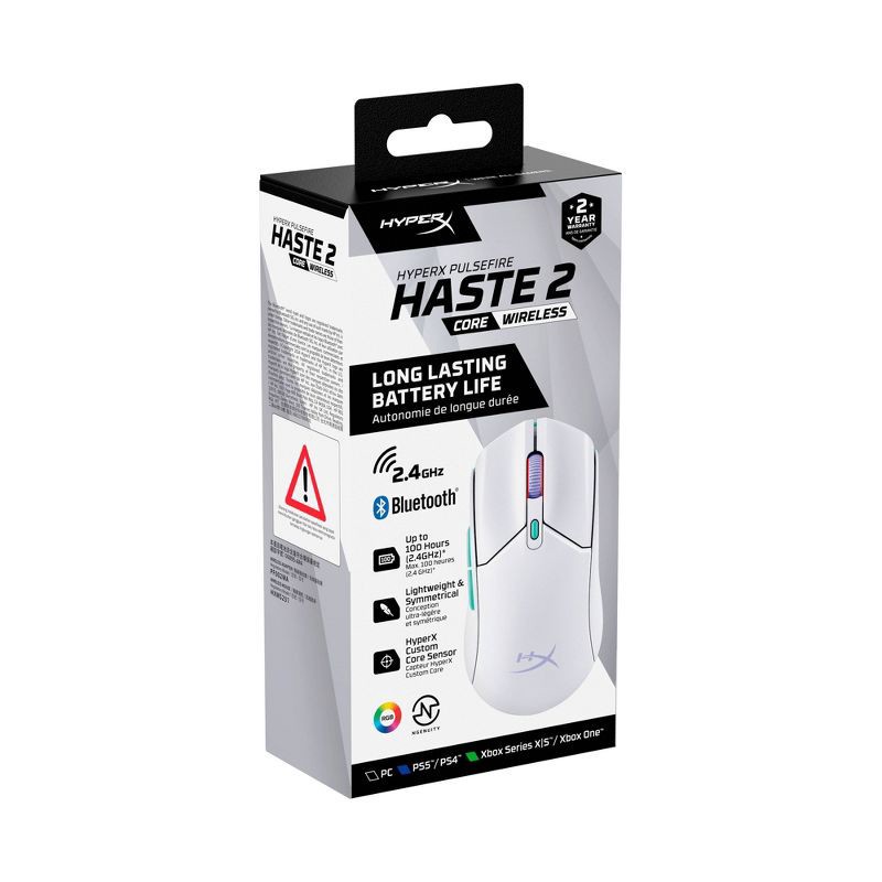 slide 18 of 20, HyperX Pulsefire Haste 2 Core Wireless Gaming Mouse for PC - White: macOS, Xbox Compatible, 1 ct