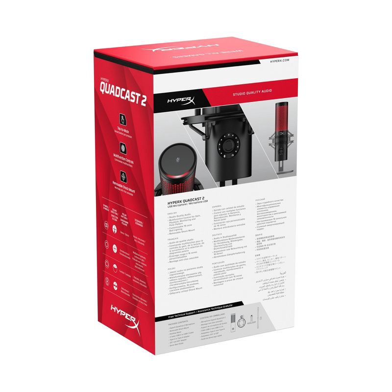 slide 20 of 21, HyperX Quadcast 2 - USB Condenser Gaming Microphone for PC: Compatible with PS5 & macOS, 1 ct