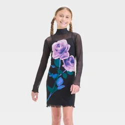 Girls' Mesh Mockneck Dress - art class™ Black S