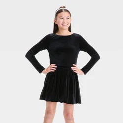 Girls' Velour Bubble Dress - art class™ Black M