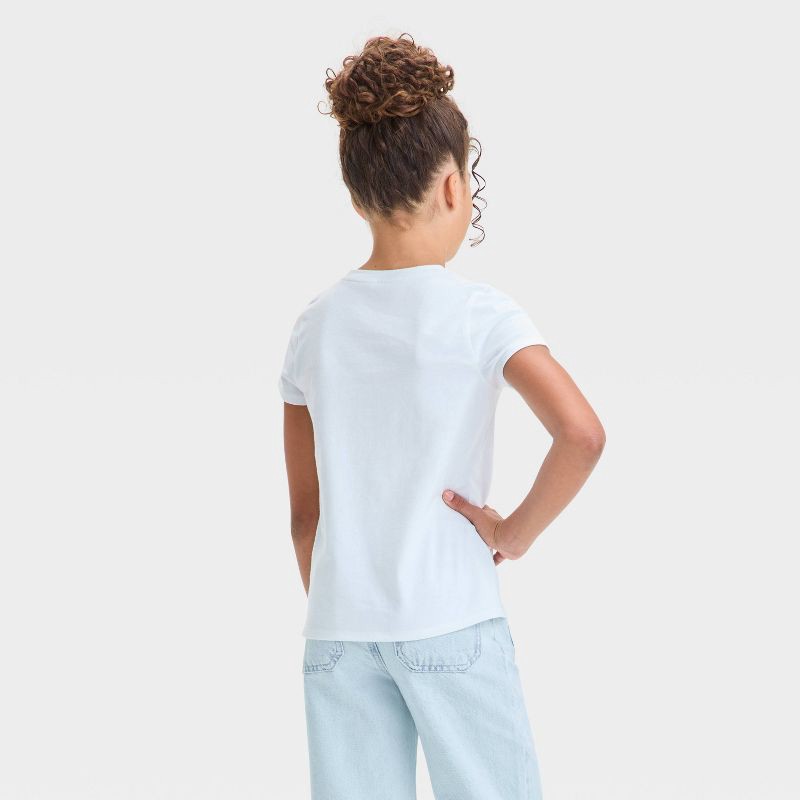 slide 2 of 3, Girls' Short Sleeve Solid T-Shirt - Cat & Jack™ White XS: Cotton Blend, Recycled Polyester, Lightweight Jersey, Crew Neck, Tagless, 1 ct