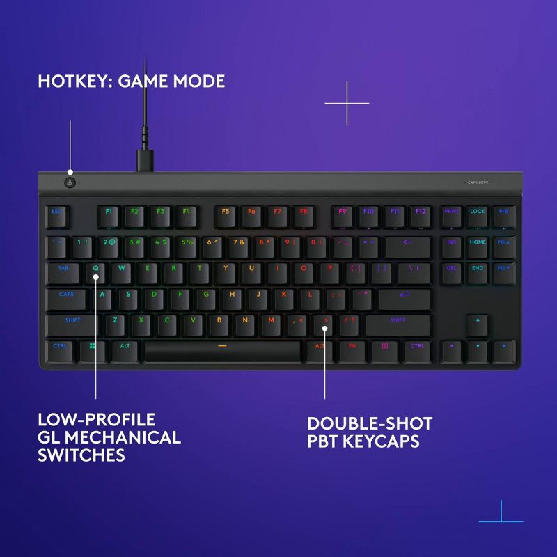 slide 7 of 8, Logitech G515 TKL Wired Low Profile Gaming Keyboard: RGB, USB-C, Mechanical, 1 ct