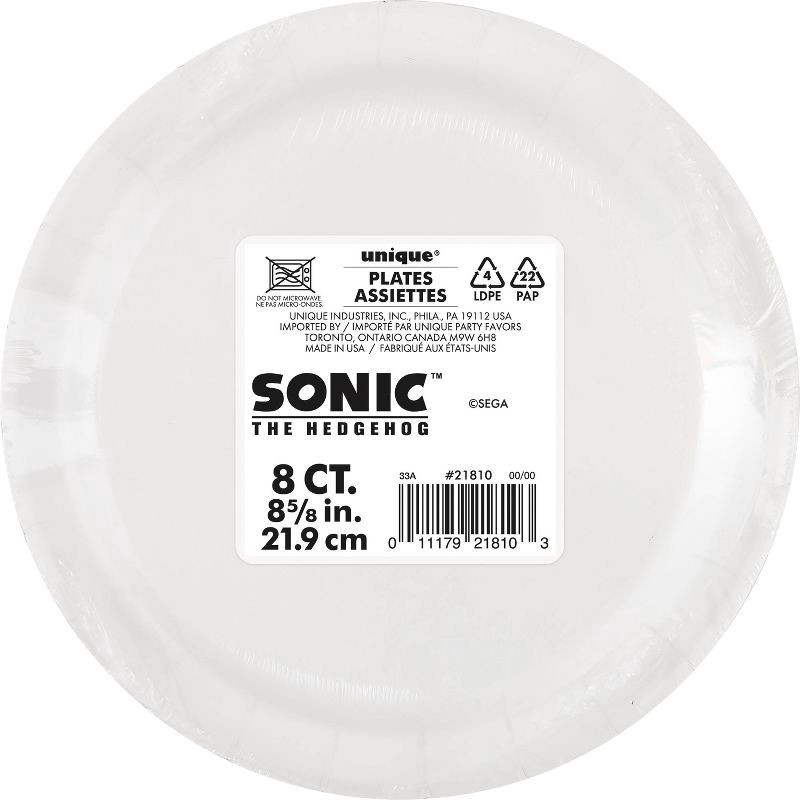 slide 3 of 3, Sonic the Hedgehog 9" 8ct Paper Party Dinner Plates, 8 ct