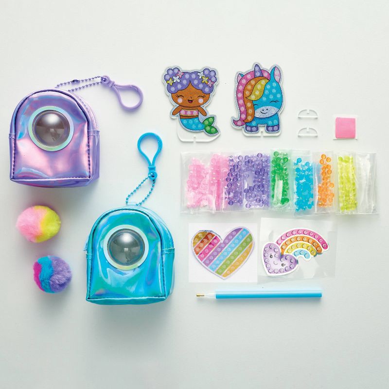 slide 2 of 13, Creativity for Kids Bubble Gem Backpack Keychains: DIY Art Kit with Gems, Key Rings, Stickers & Pom Poms for Ages 6+, 1 ct