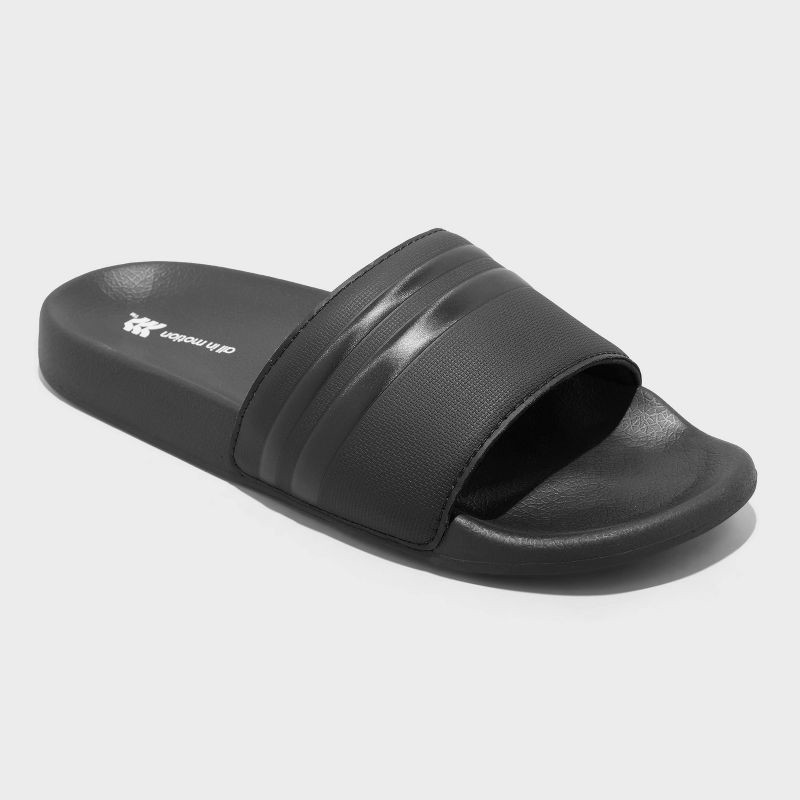 slide 1 of 4, Men's Winston Sport Slide Sandals - All In Motion™ Black 11: Slip On, Non Marking Sole, Contoured Footbed, 1 ct