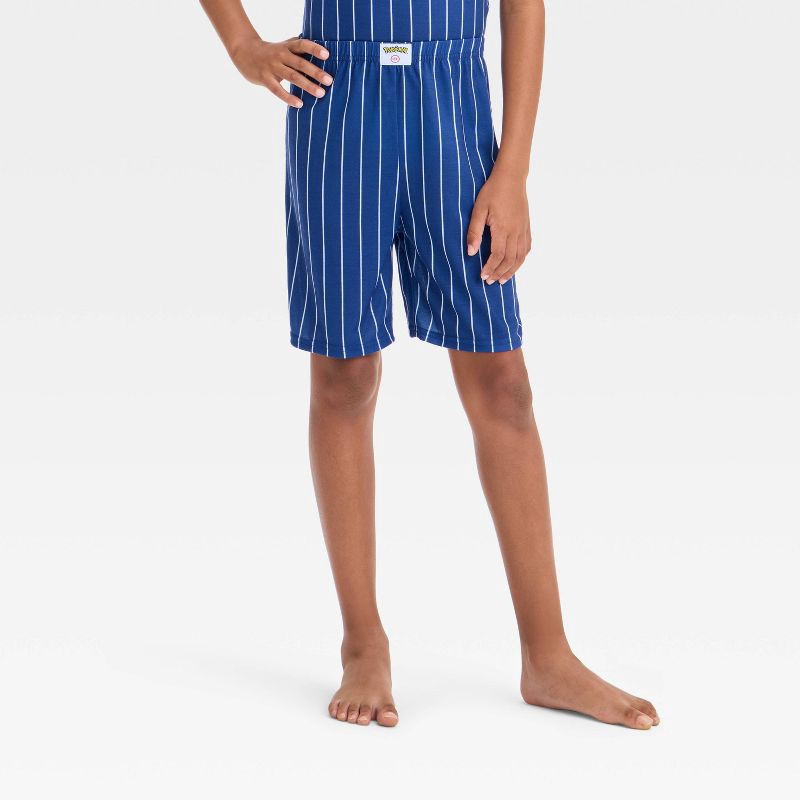 slide 4 of 4, Pokemon Boys' Pokémon 2pc Short Sleeve Baseball Jersey Coat Pajama Set - Navy Blue L, 2 ct