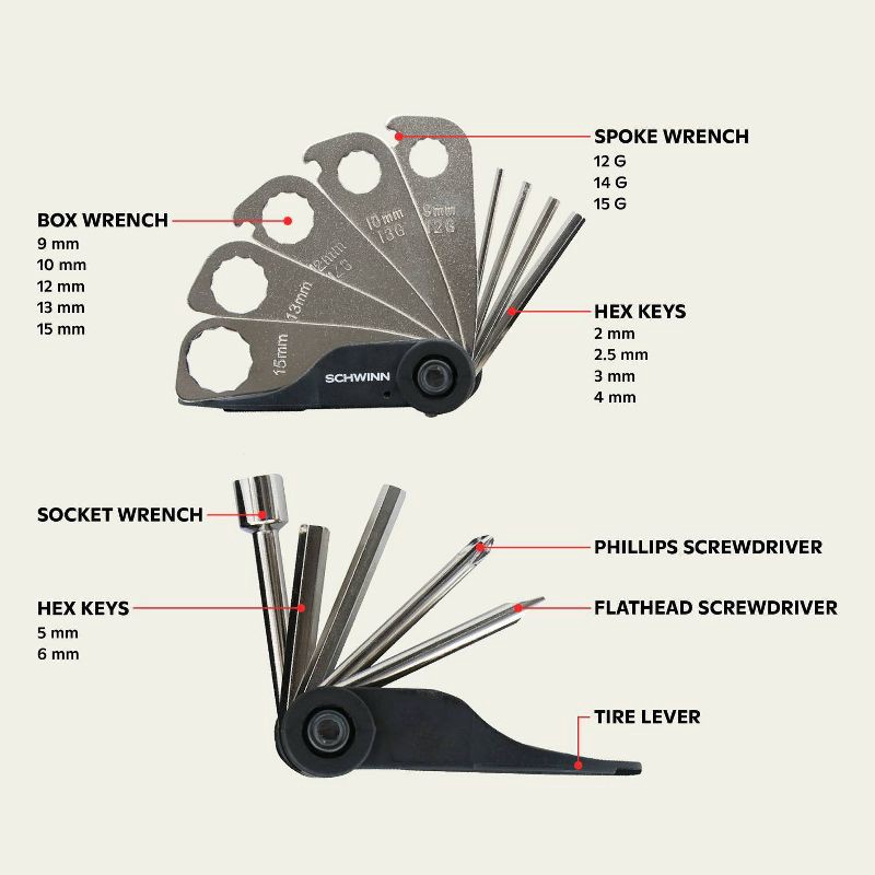 slide 2 of 6, Schwinn Bike Tool 18-in-1 Bike Accessory Multi-Tool, 1 ct