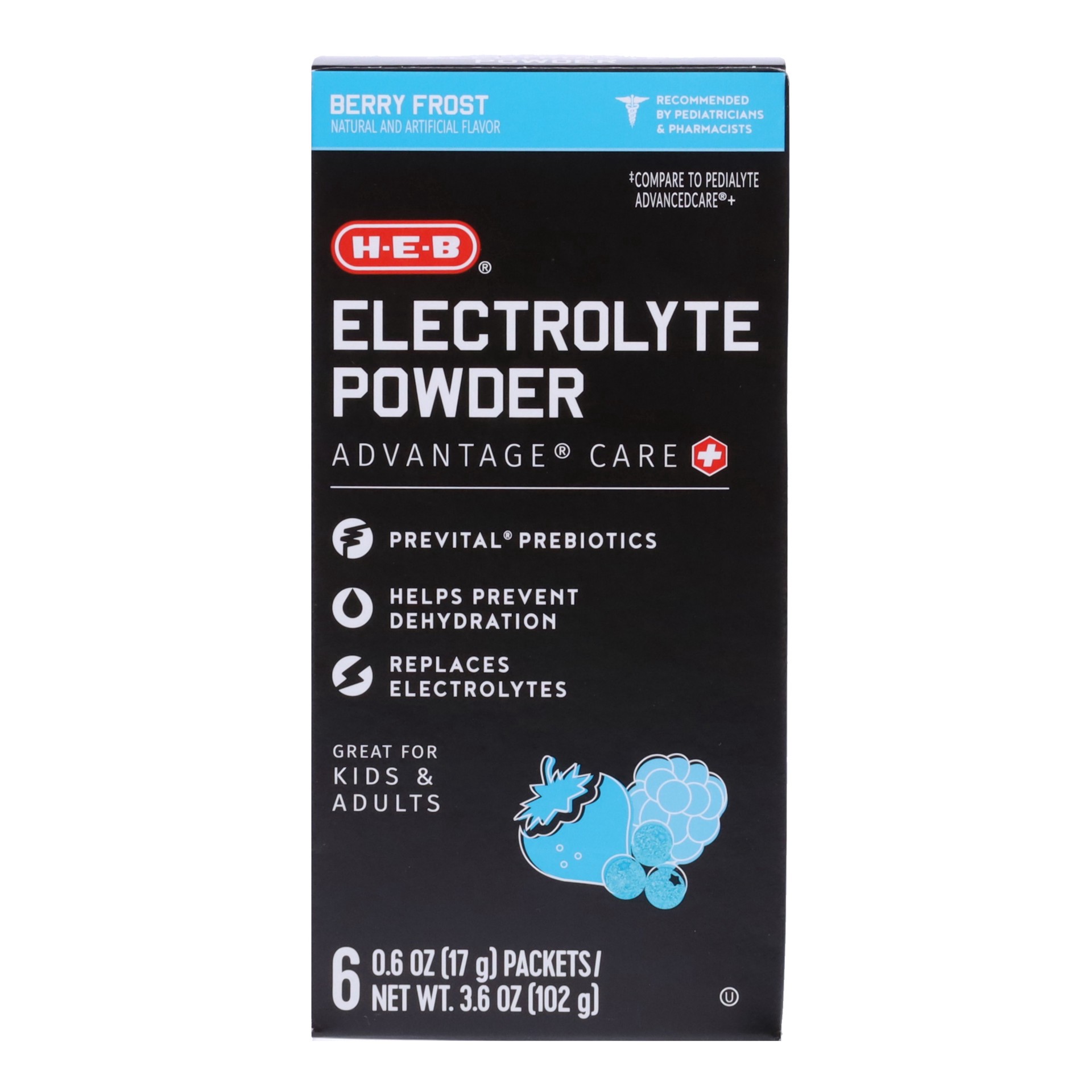 slide 1 of 1, H-E-B Electrolyte Powder Packets - Berry Frost, 6 ct