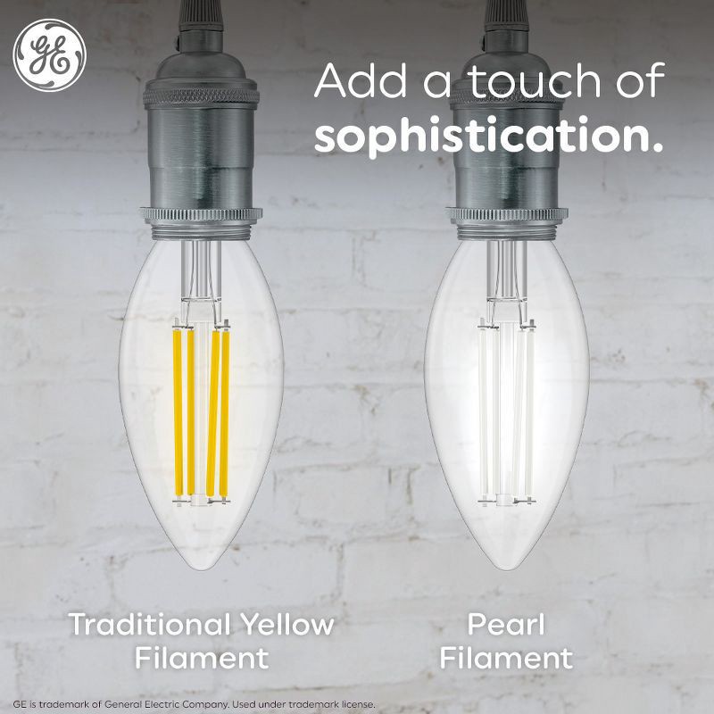 slide 3 of 7, GE Household Lighting GE 3pk Pearl HD Soft White 60W LED Deco Candelabra Base BC Light Bulbs, 3 ct