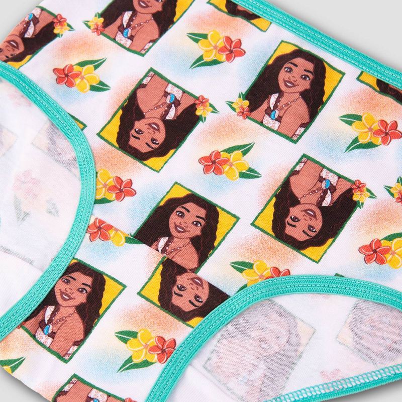 slide 5 of 6, Toddler Girls' Disney Moana Briefs - 2T-3T: Cotton Jersey, Classic Patterns, 7-Pack, 1 ct
