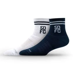 MLS San Diego FC Half Calf Knit 2pk Socks: Cotton Crew with Cushioned Heel & Toe