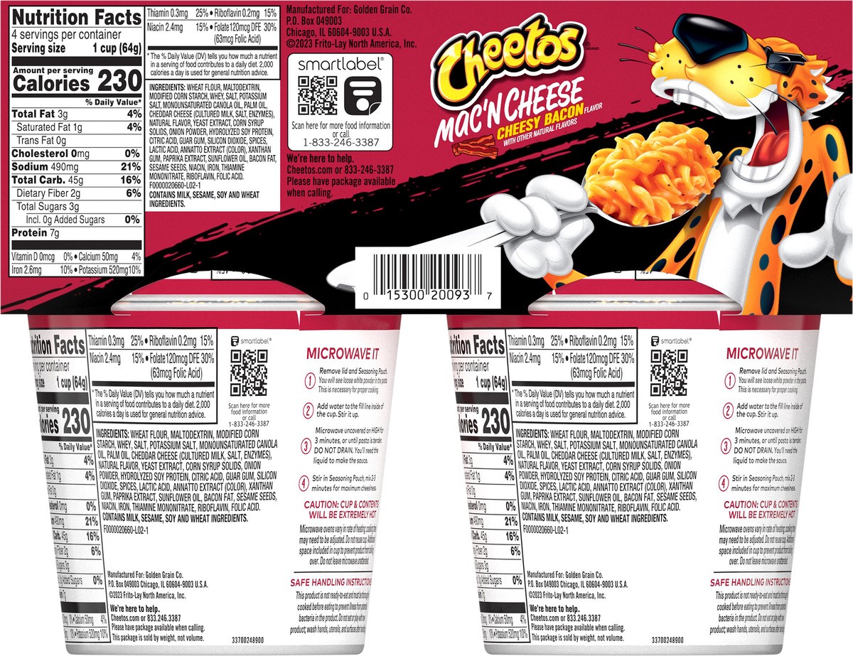 slide 3 of 6, Cheetos Mac'N Cheese, Cheesy Bacon Flavor, 4 Cups, 9.28 oz