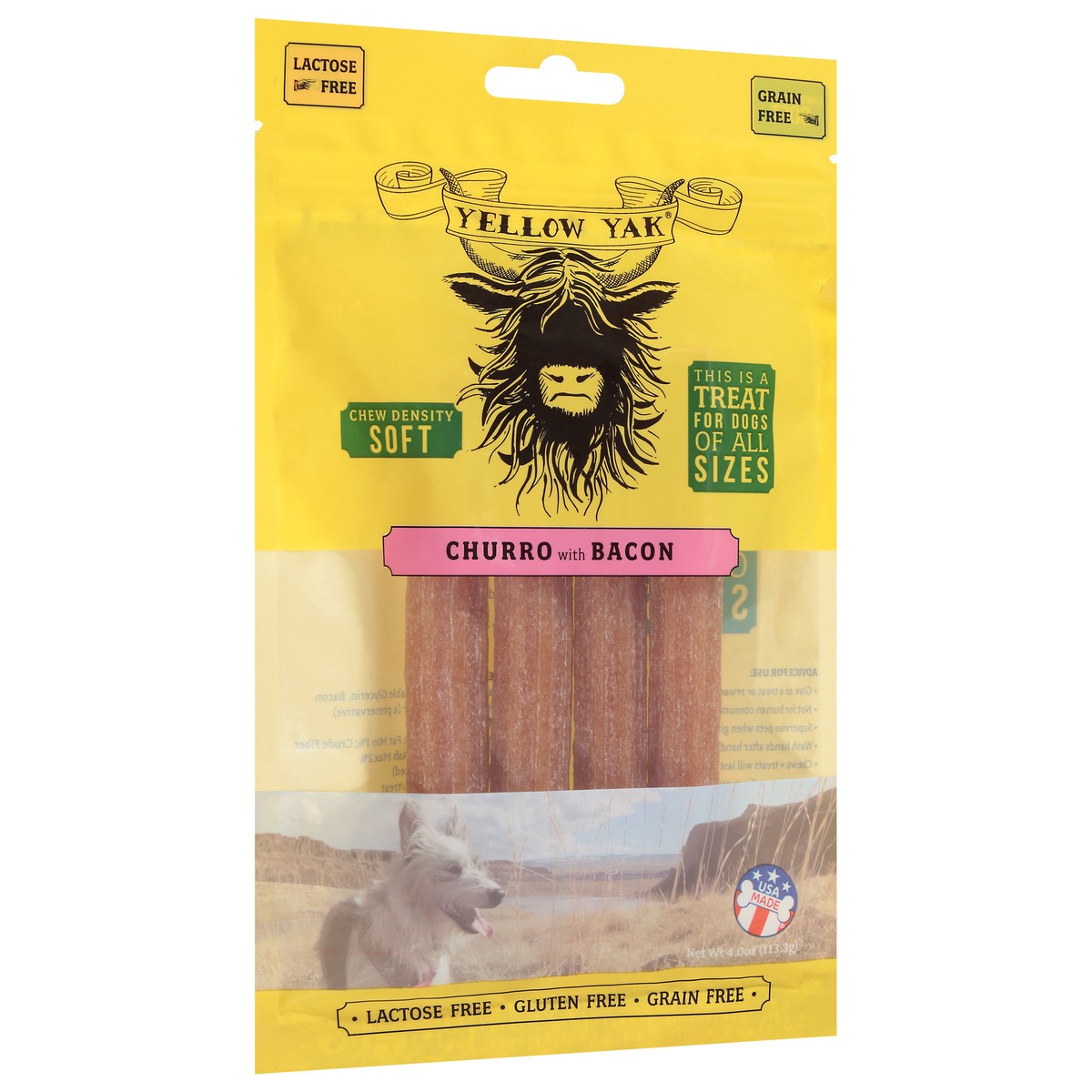 slide 13 of 15, Yellow Yak Soft Churro with Bacon Treat for Dogs 4.0 oz, 4 oz