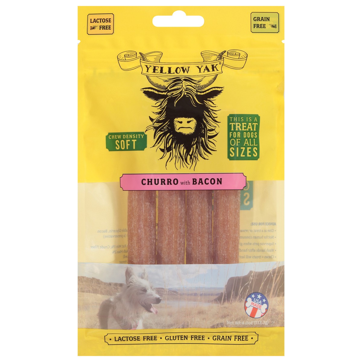 slide 7 of 15, Yellow Yak Soft Churro with Bacon Treat for Dogs 4.0 oz, 4 oz