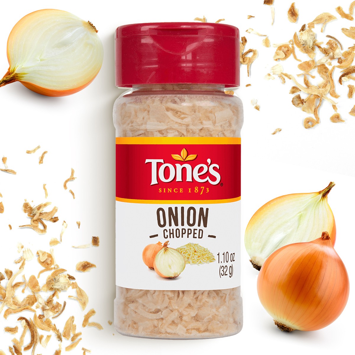 slide 1 of 8, Tone's Chopped Onion, 1.1 oz, 1.1 oz