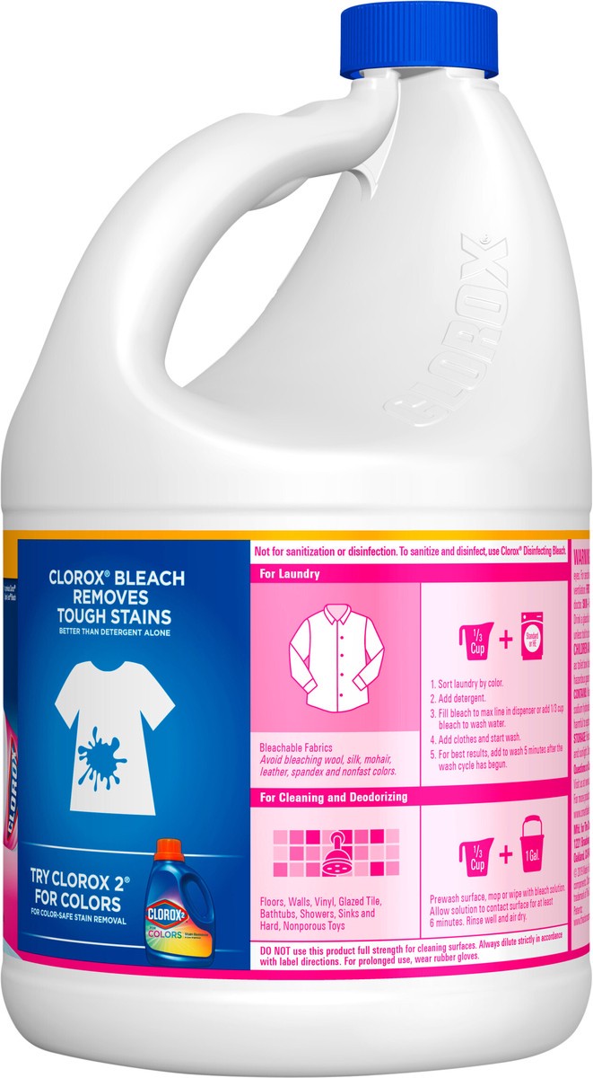 slide 4 of 5, Clorox Splash-Less Liquid Bleach, Fresh Meadow Bottle, 117 oz