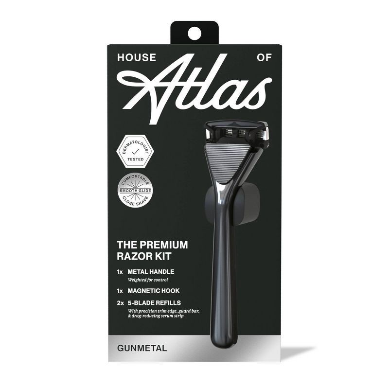 slide 1 of 9, House of Atlas Premium Razor Kit - Gunmetal - 5ct, 5 ct