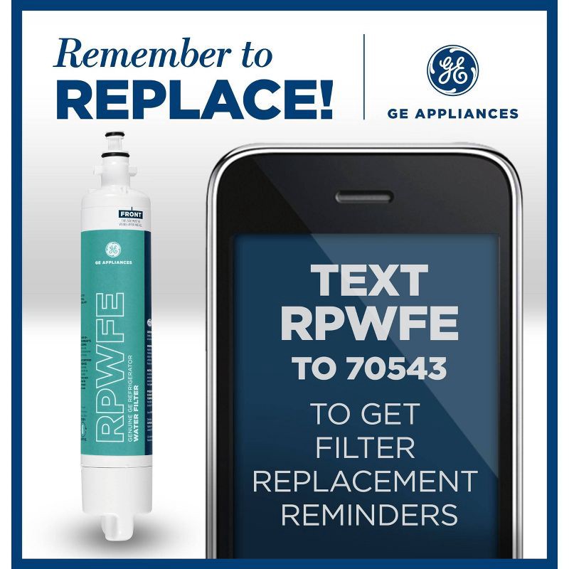 slide 4 of 8, GE Appliances RPWFE Replacement Refrigerator Water Filter: Filters Pharmaceuticals, Asbestos, Mercury, Lead, Pesticides, 1 ct
