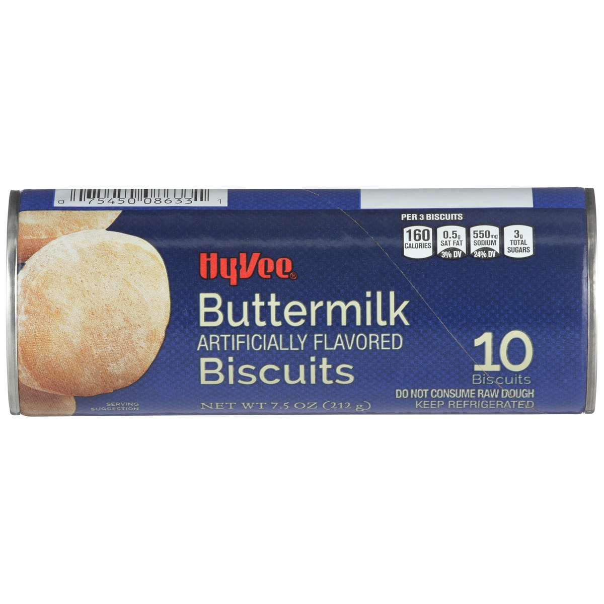 slide 1 of 1, Hy-vee Buttermilk Flavored Biscuits, 10 ct; 7.5 oz