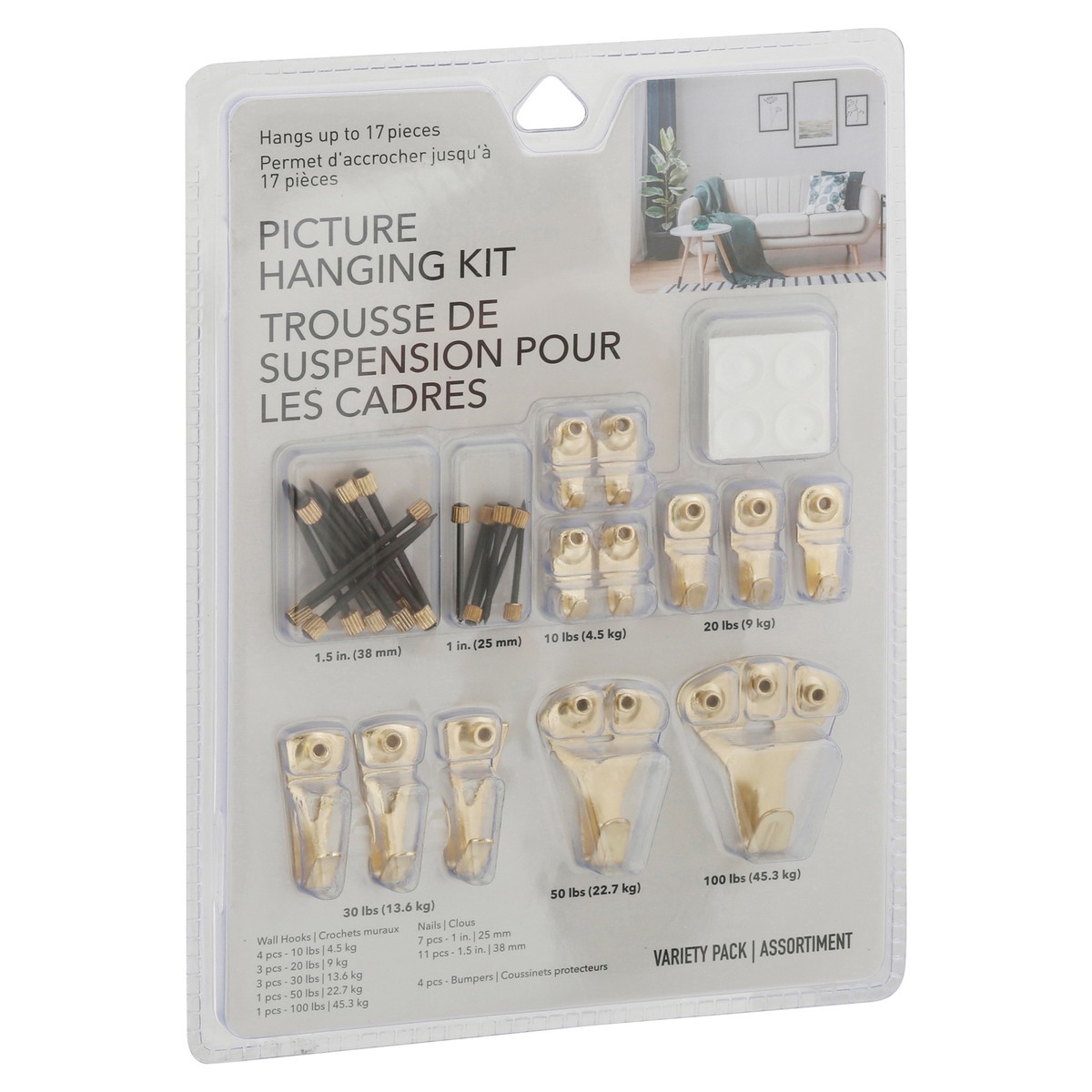 slide 3 of 4, Jacent Variety Pack Picture Hanging Kit 1 ea, 1 ct