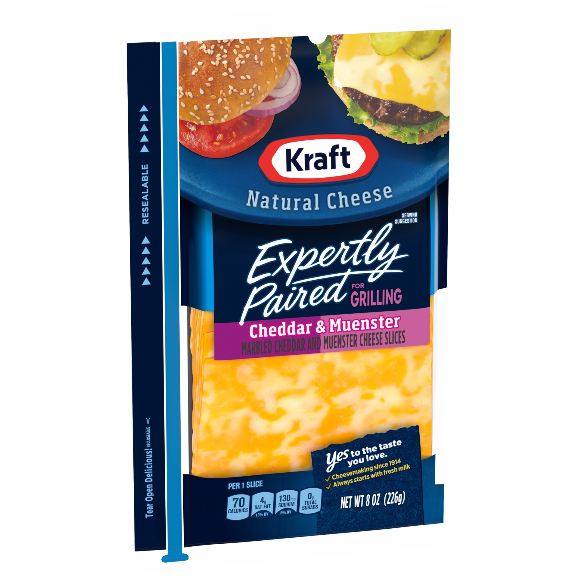 Kraft Expertly Paired Cheddar & Muenster Cheese Slices for Grilling