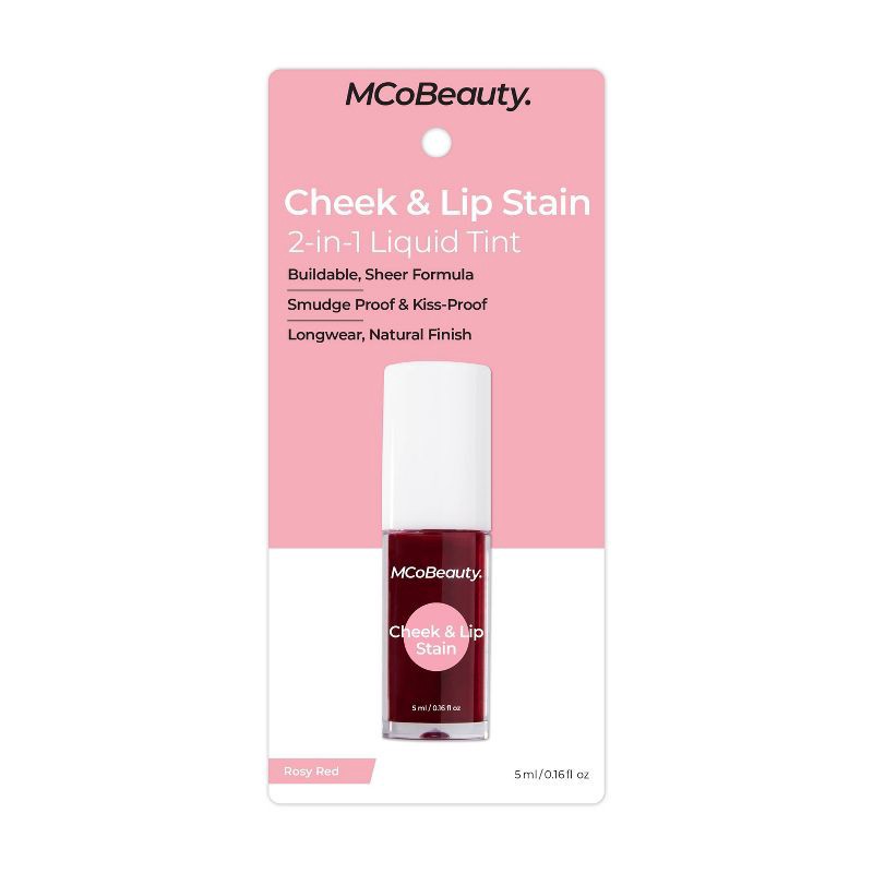 slide 9 of 9, MCoBeauty Cheek & Lip Stain 2-in-1 Liquid Tint - Rosy Red, 1 ct