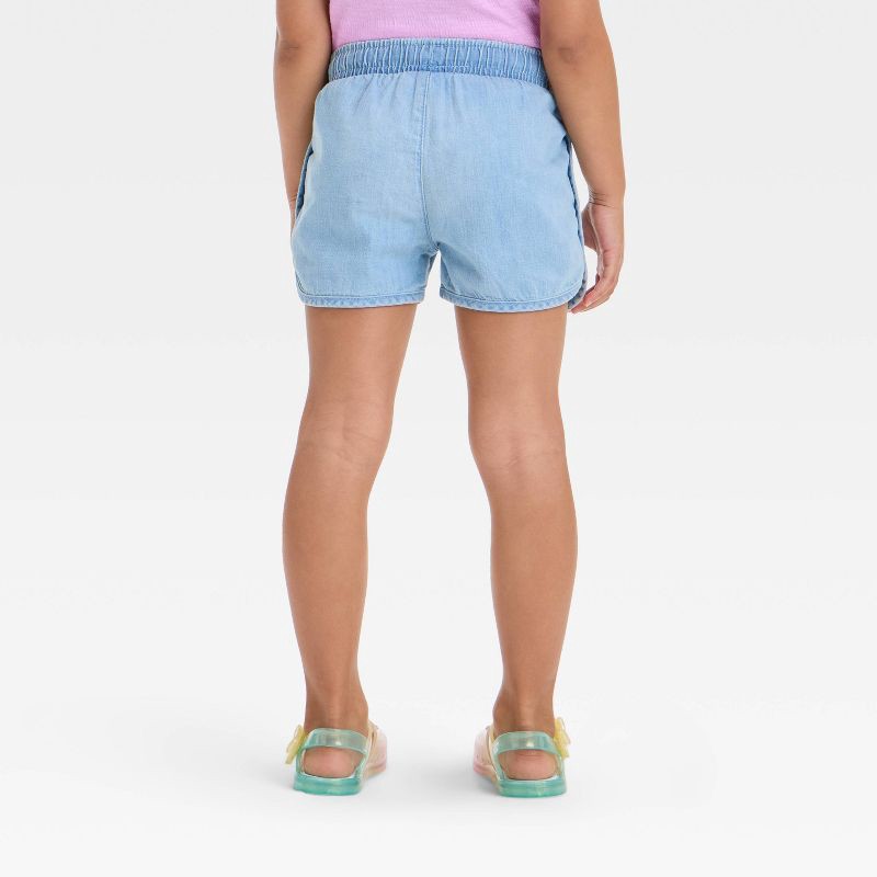 slide 2 of 3, Toddler Girls' Denim Shorts - Cat & Jack™ Light Wash 4T: Midweight Cotton, Elastic Waist, Pull-On Style, 1 ct