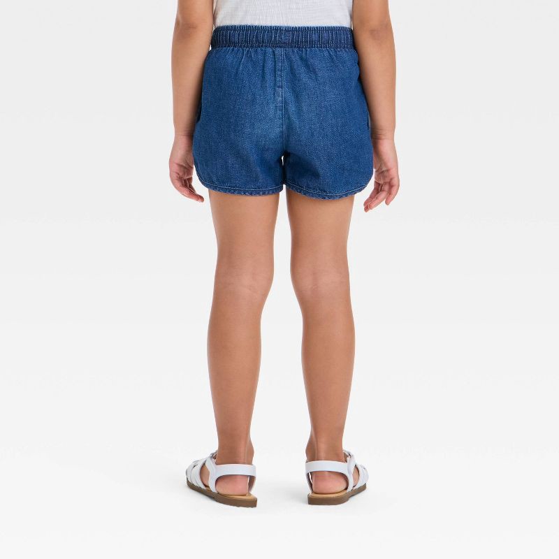 slide 2 of 3, Toddler Girls' Denim Shorts - Cat & Jack™ Dark Wash 5T: Midweight Cotton, , Elastic Waistband, Front Drawstring, 1 ct