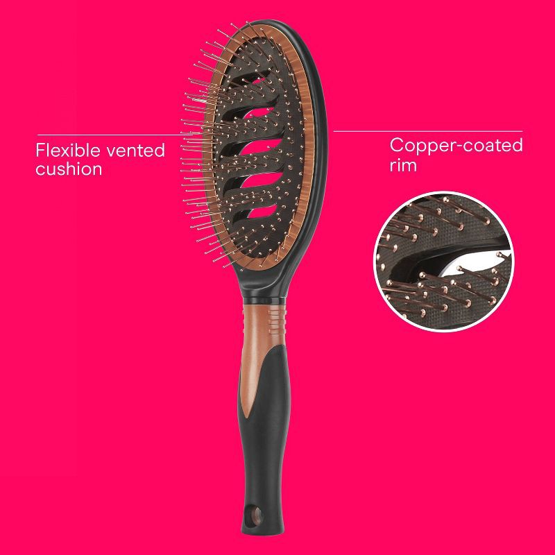 slide 2 of 8, Conair Copper Pro Quick Blow Dry Vented Copper Pin Cushion Vent Hair Brush - All Hair, 1 ct