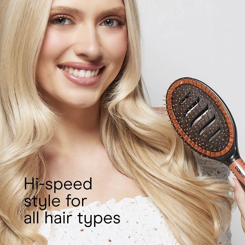 slide 6 of 8, Conair Copper Pro Quick Blow Dry Vented Copper Pin Cushion Vent Hair Brush - All Hair, 1 ct