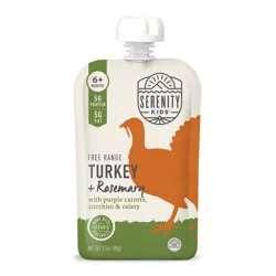 Serenity Kids Free Range Turkey & Rosemary: Gluten-Free, High Protein Pureed Baby Meal, Dairy-Free Pouch, 3.5oz