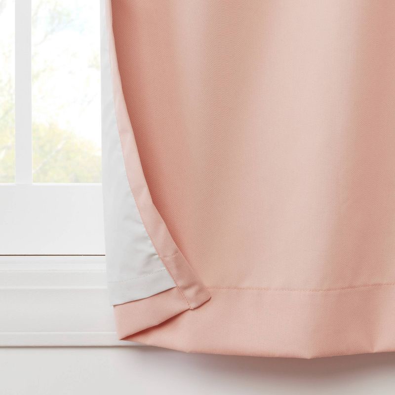 slide 4 of 5, 42"W x 84"L Tie Top Embellished Kids' Blackout Window Curtain Panel with Ties Pink - Pillowfort™, 1 ct