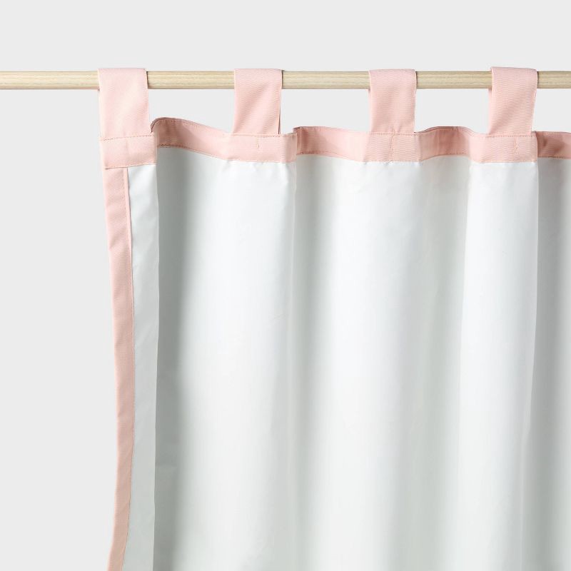 slide 5 of 5, 42"W x 84"L Tie Top Embellished Kids' Blackout Window Curtain Panel with Ties Pink - Pillowfort™, 1 ct