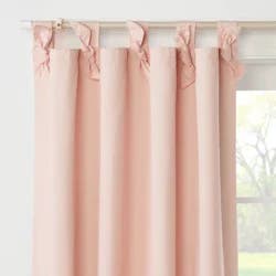 42"W x 84"L Tie Top Embellished Kids' Blackout Window Curtain Panel with Ties Pink - Pillowfort™