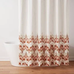 13pc Coastal Abstract Shower Curtain Set Cream/Red - Threshold™
