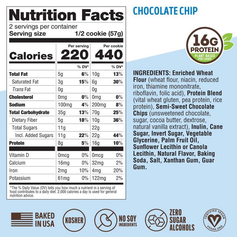 slide 5 of 8, Lenny & Larry's Complete Vegan Cookies - Chocolate Chip - 6ct, 6 ct